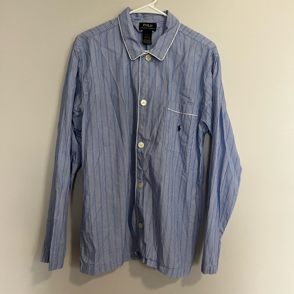 Ralph Lauren Blue and White Striped Polo Shirt